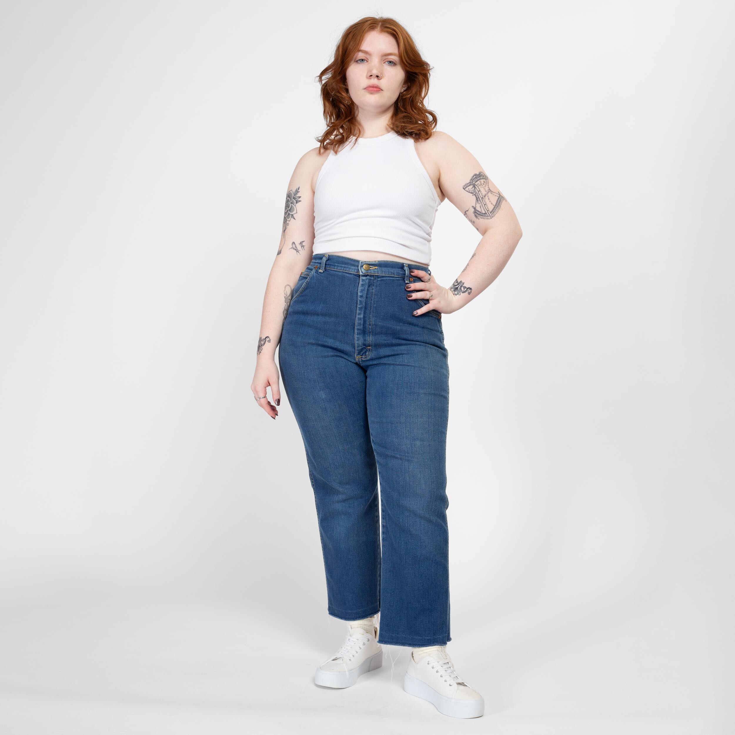 Med-lrg 80s Lee Riders High Waisted Dark Wash Curvy Jeans 30