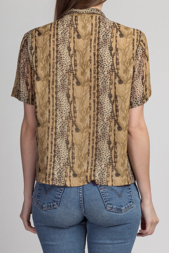 Vintage Silk Baroque Animal Print Shirt Medium | … - image 5