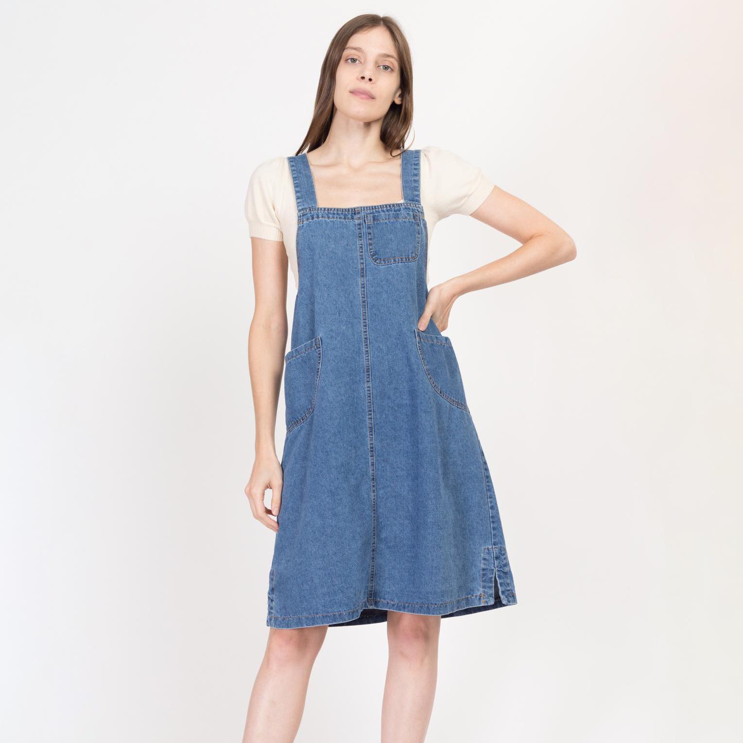 chinese dress ladies Dark Blue Denim Danni Pinafore Mini Dress