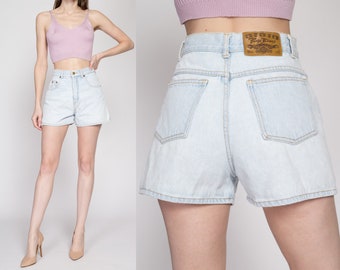 Small 90s High Waisted Light Wash Denim Shorts 26" | Vintage Paris Blues Faded Jean Shorts