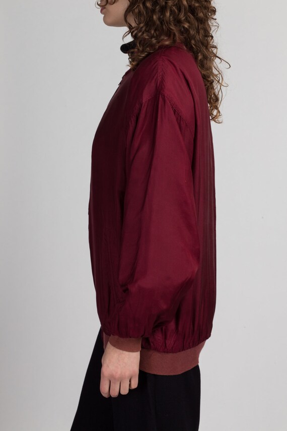 80s Maroon Silk Bomber Jacket - Men's Small | Vin… - image 2