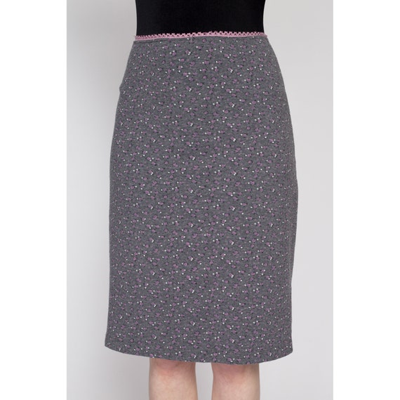 Medium 90s Grey Ditsy Floral Mini Skirt | Vintage… - image 3