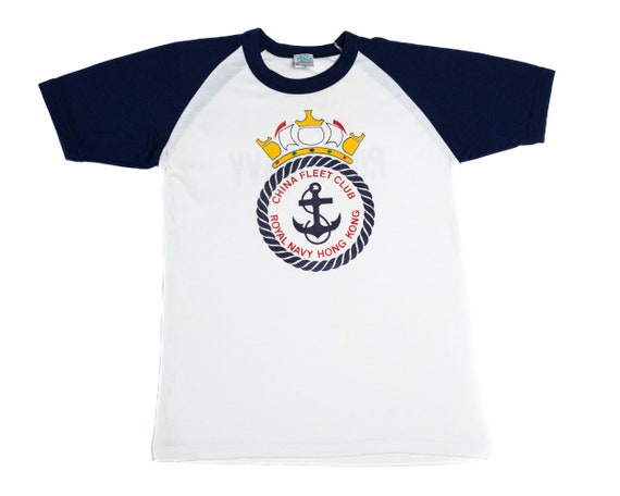 Medium 90s China Royal Navy Fleet Club T Shirt Me… - image 1