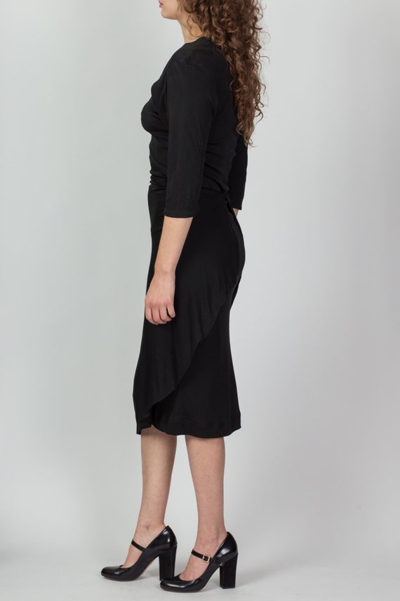 1940s Black Rayon Crepe Dress, As Is Small | Vint… - image 3