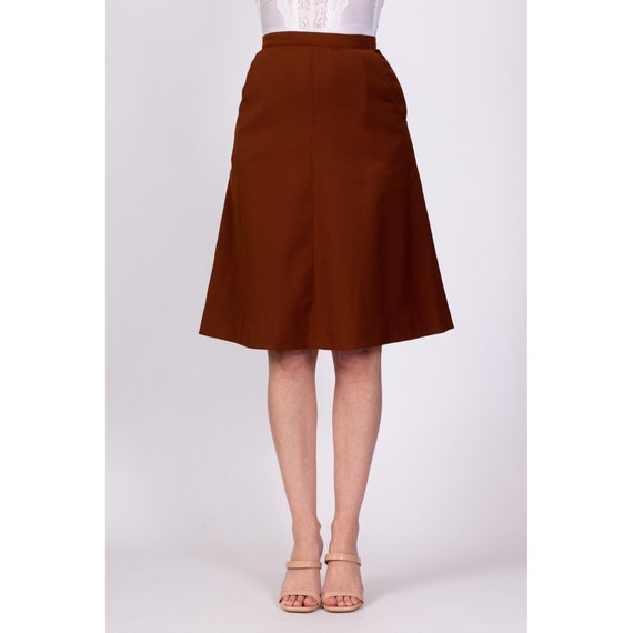 70s Campus Casuals Rust Brown A Line Skirt Extra … - image 2