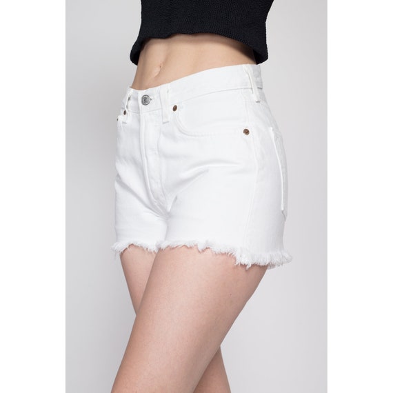 XS-Sm Vintage Levis 501 White High Waisted Jean S… - image 4