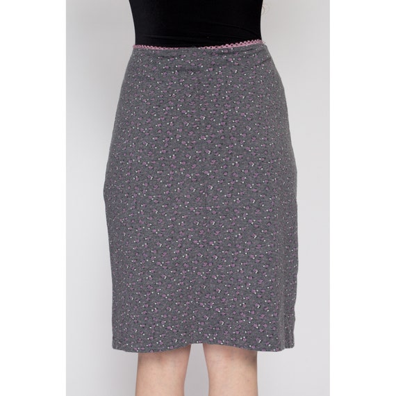 Medium 90s Grey Ditsy Floral Mini Skirt | Vintage… - image 6