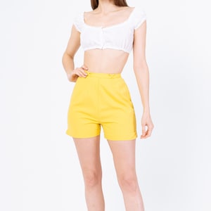 Vintage 50s 60s Catalina Yellow High Waisted Pinup Shorts - Extra Small, 23&quot; Waist | Rockabilly Retro High Rise Beach Outfit Summer Shorts