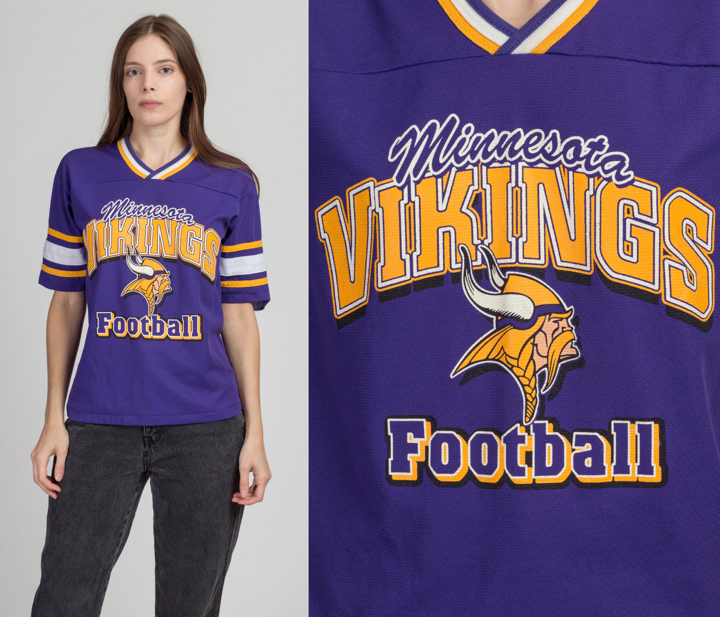 NFL Minnesota Vikings Women's Authentic Mesh Short Sleeve Lace Up V-Neck  Fashion Jersey - S