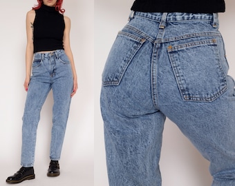 XS 80s High Waisted Acid Wash Jeans 24" | Vintage Forenza Denim Tapered Leg Mom Jeans