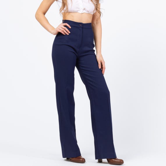 high waisted navy blue dress pants Vintage 70s - Extra Small, 24