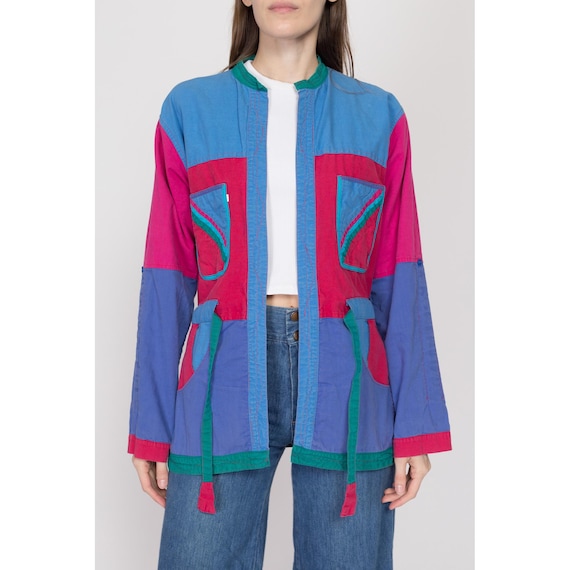 80s Nepalese Reversible Color Block Jacket - Larg… - image 7