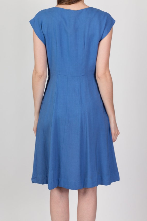 Medium 40s 50s Kerrybrooke Cornflower Blue Midi D… - image 5