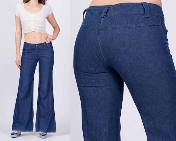 Buy Vintage Low Rise Bell Bottom Jeans Small Y2K Dark Wash Denim Flared  Pants Online in India 