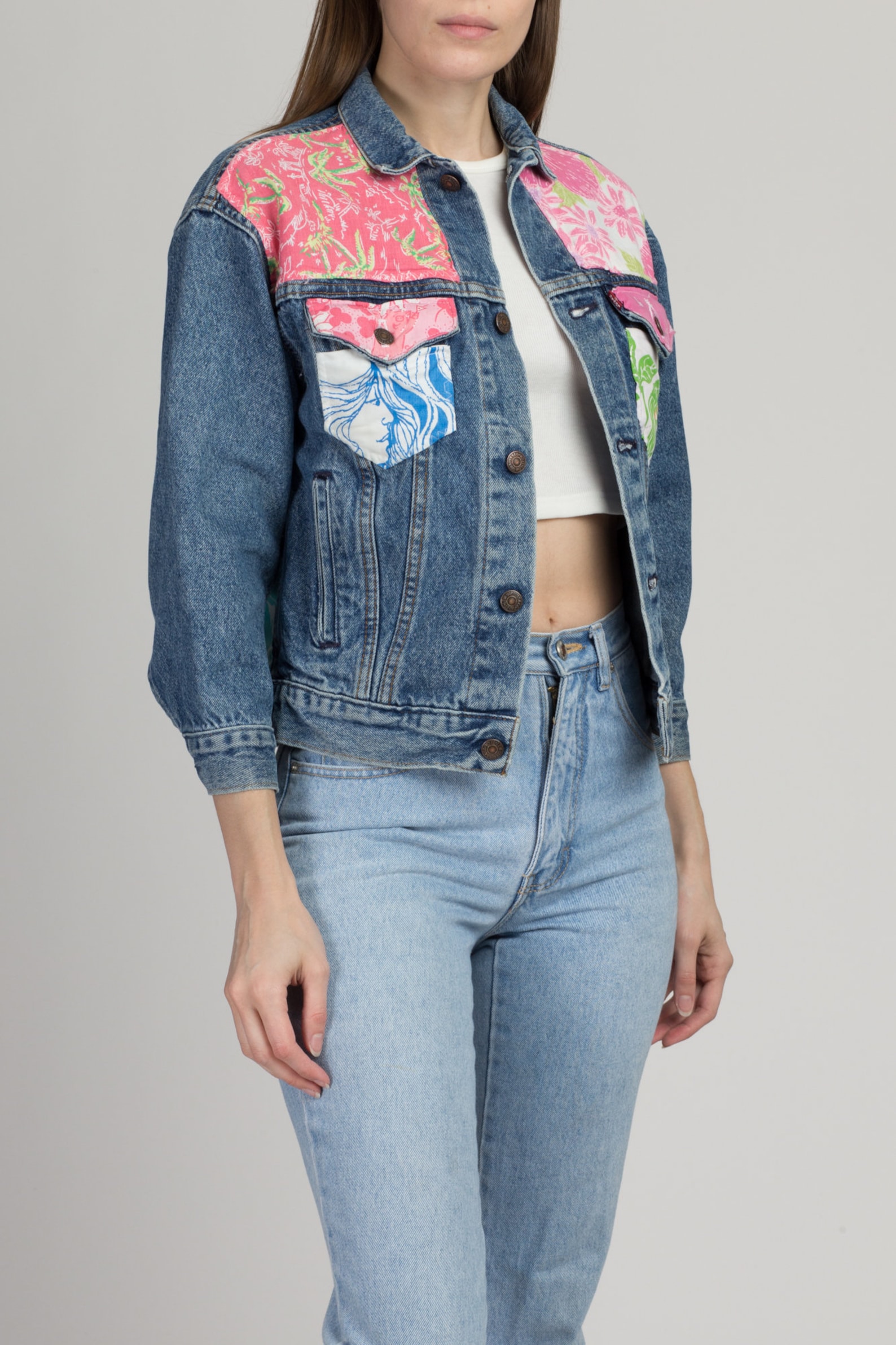 Vintage Levi's Floral Patchwork Jean Jacket Petite Small - Etsy UK