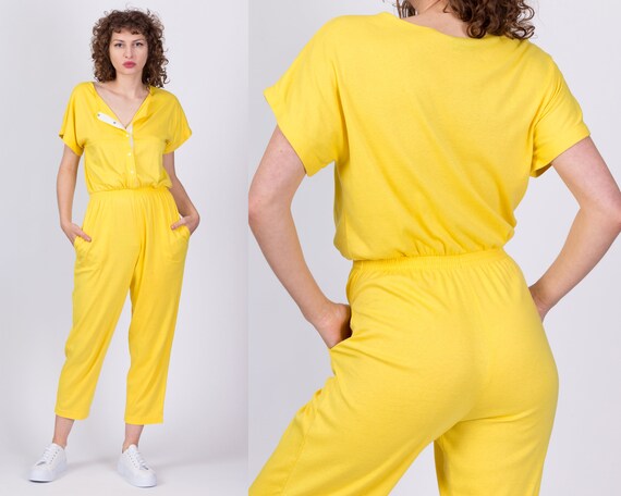 80s Niki-lu Yellow Jumpsuit Medium 