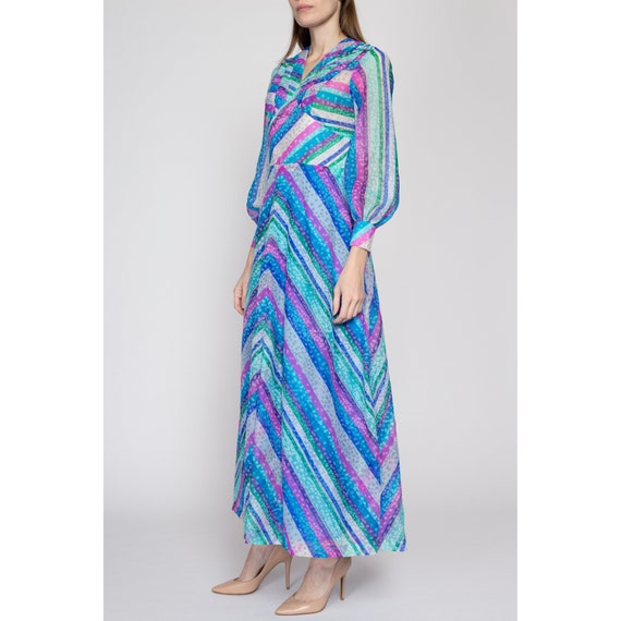 Small 60s 70s Psychedelic Striped Maxi Dress Peti… - image 4