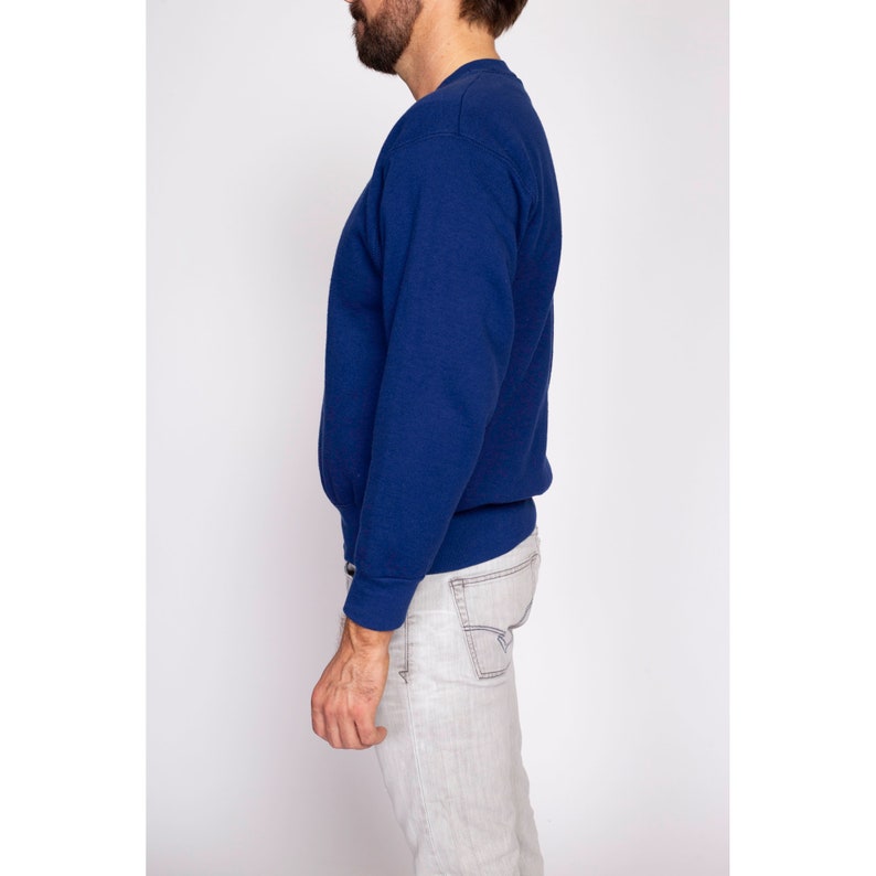 90s Dark Blue Crewneck Sweatshirt Men's Medium Vintage Fruit Of The Loom Unisex Plain Pullover image 3