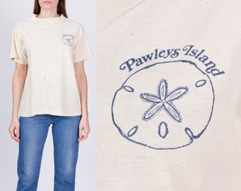 70s 80s Pawleys Island Sand Dollar T Shirt Men's Medium, Women's Large | Vintage Anvil Distressed Cotton Graphic Tourist Tee