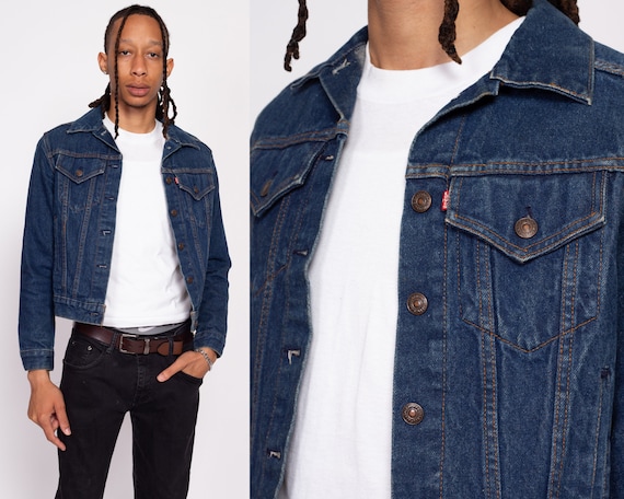 XS-Med 80s Levi's Dark Wash Denim Jacket | Vintag… - image 1