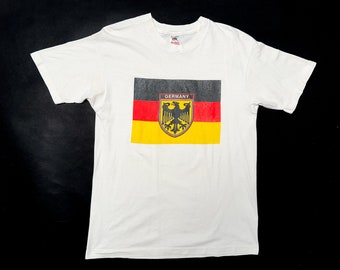 Large 90s German Flag T Shirt | Vintage Germany Graphic Tourist Tee