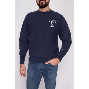 Medium Champion Reverse Weave The Wash Well Company Sweatshirt Y2K Navy Blue Funny Graphic Crewneck image 2