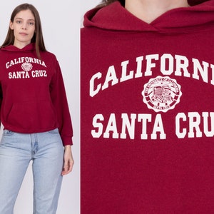 XS 90s University Of California Santa Cruz Cropped Hoodie Vintage Hooded College Sweatshirt image 1