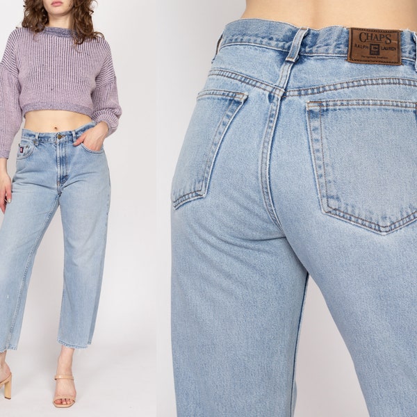 Medium 90s Chaps Ralph Lauren Mid Rise Ankle Jeans | Vintage Light Wash Denim Distressed Baggy Boyfriend Jeans