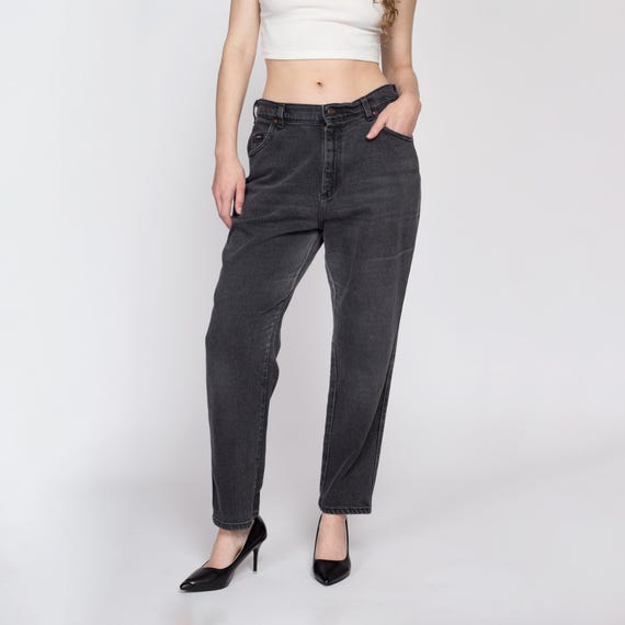 Large 90s Lee Faded Black High Waisted Jeans 32