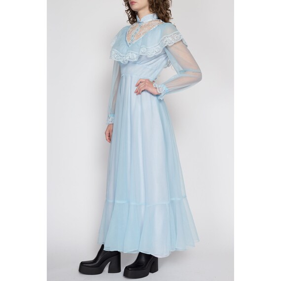 Small 70s Does Victorian Baby Blue Gown | Vintage… - image 3