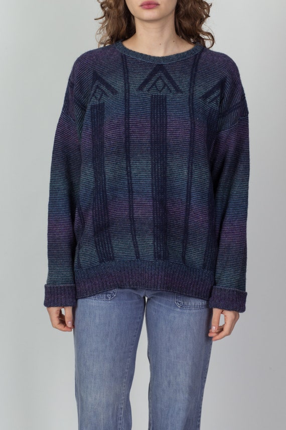 Vintage Striped Slouchy Knit Sweater Men's Medium… - image 2