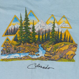 80s Colorado Alpine Graphic T Shirt Men's Small, Women's Medium Vintage Faded Blue Tourist Tee image 3