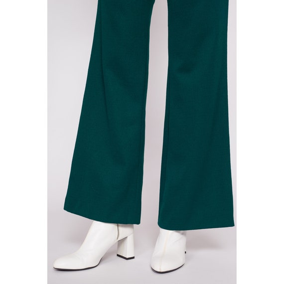 70s Emerald Green Flared Side Zip Pants Extra Sma… - image 8