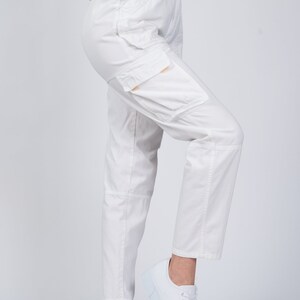 Small 80s Palmetto's White Cargo Pants 25.5 Vintage High Waist Pleated Cotton Trousers image 4