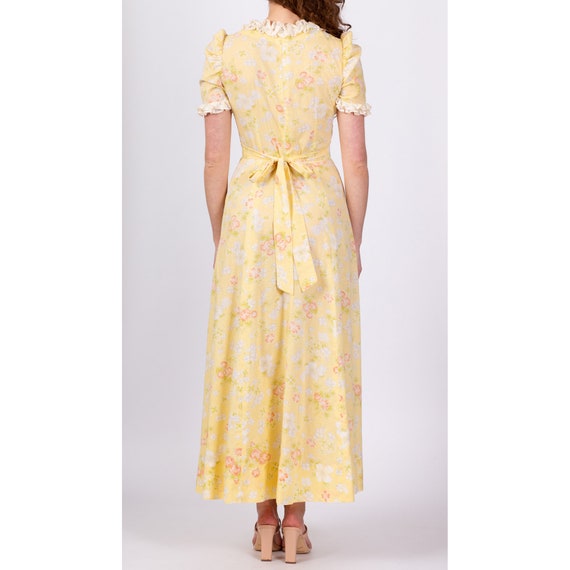 Medium 70s Yellow Clover Floral Puff Sleeve Prair… - image 5