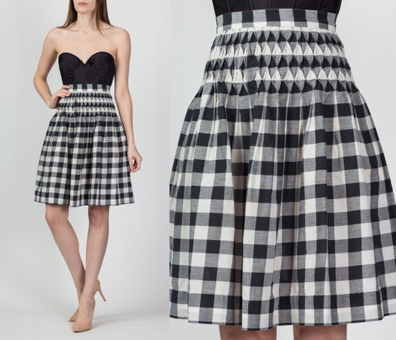 Black and white checkered skirt cheap etsy