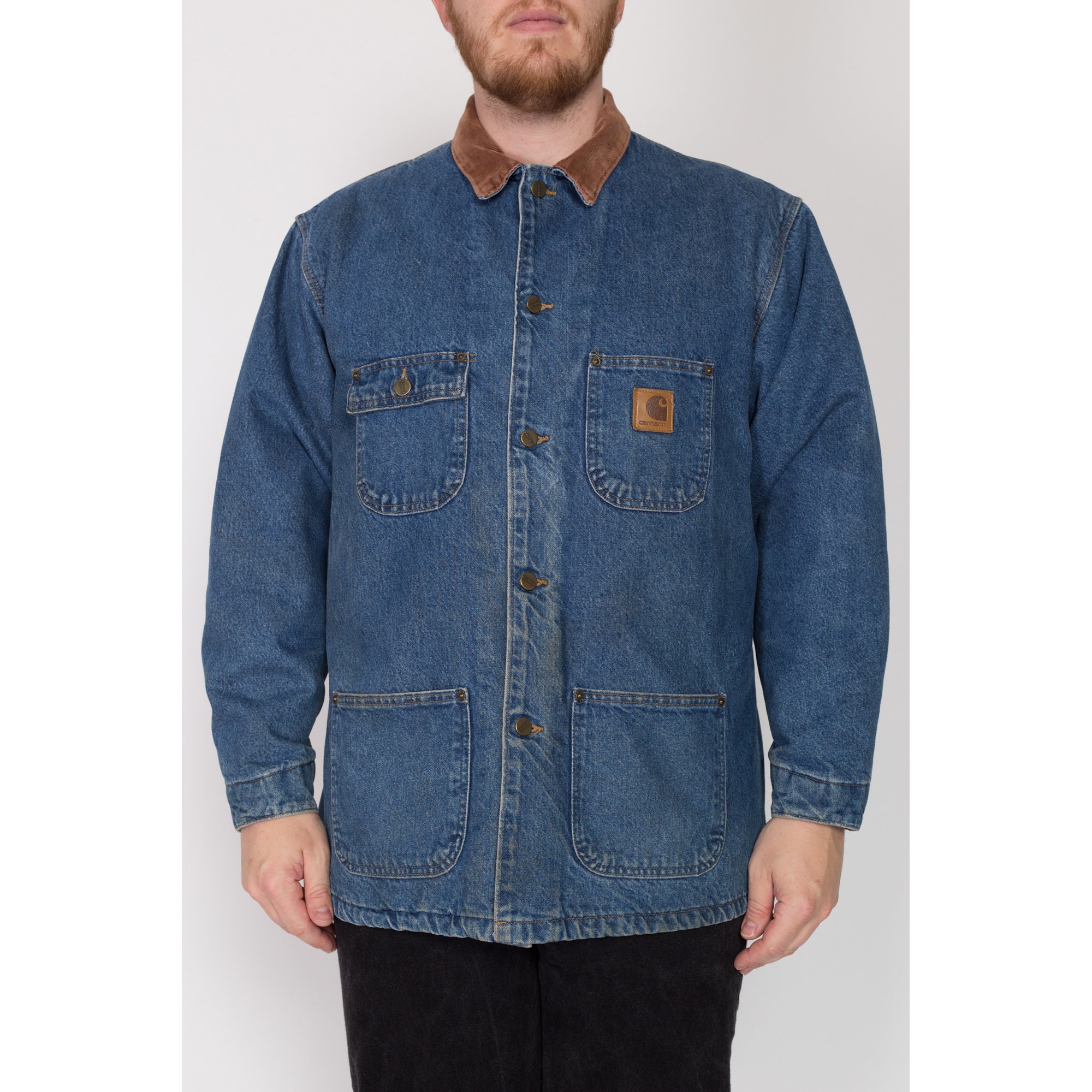 XL 90s Carhartt Denim Blanket Lined Chore Coat | Vintage XL 90s Carhartt Denim Blanket Lined Chore Coat | Vintage