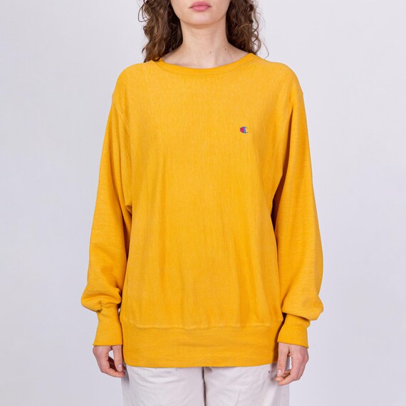 Buy Med-lrg 80s 90s Champion Reverse Weave Yellow Sweatshirt 