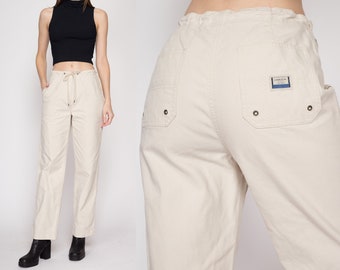 Small Y2K Ralph Lauren Khaki Cargo Pants Size 6 | Vintage Mid Rise Straight Leg Drawstring Waist Trousers