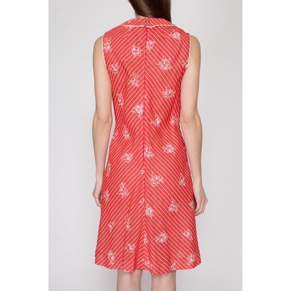 Sm-Med 60s 70s Red Floral A-Line Dress | Vintage … - image 5