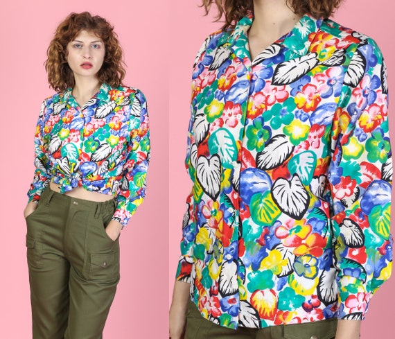Vintage Floral Watercolor Blouse - Petite Small |
