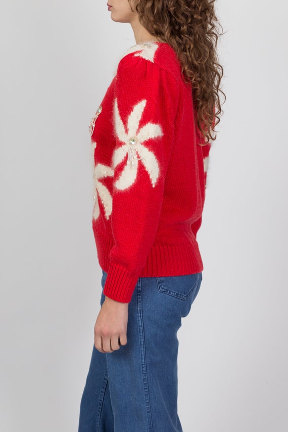 Medium 80s Red & White Pinwheel Angora Sweater | … - image 3