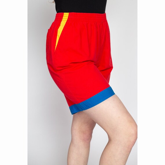80s Red Color Block Shorts - Medium | Retro High … - image 4