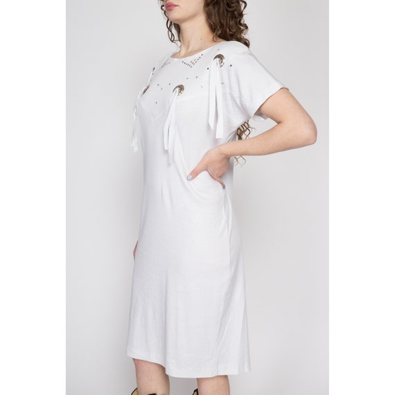 Medium 80s White Western Concho T-Shirt Dress | V… - image 3
