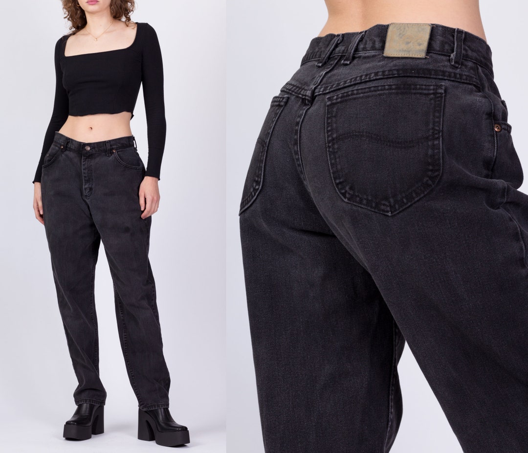 Vintage Lee Faded Black Jeans Large 31 Denim High - Etsy