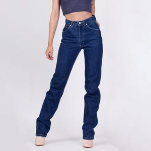 XS 80s Lee Riders High Waisted Dark Wash Jeans 23&quot; | Vintage Tapered Leg Mom Jeans