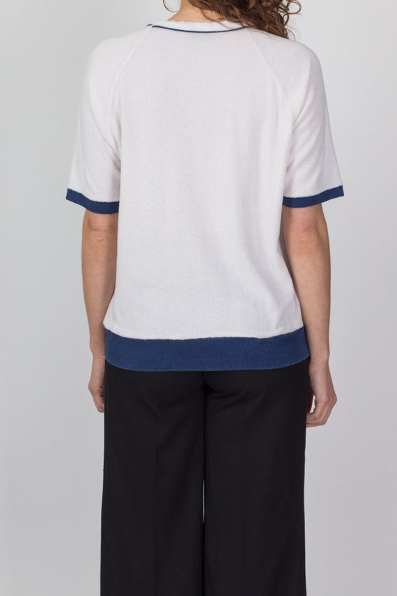 Lrg-XL 80s White Terrycloth Pocket Shirt Unisex |… - image 5