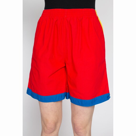 80s Red Color Block Shorts - Medium | Retro High … - image 3