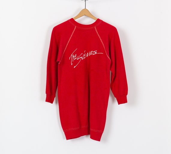Small 80s The Sierras Red Sweatshirt Dress | Vint… - image 1