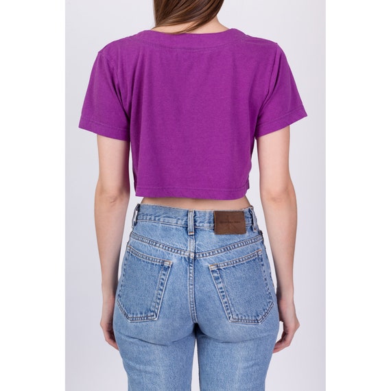 Medium 80s Purple Crop Top | Vintage Scoop Neck H… - image 5